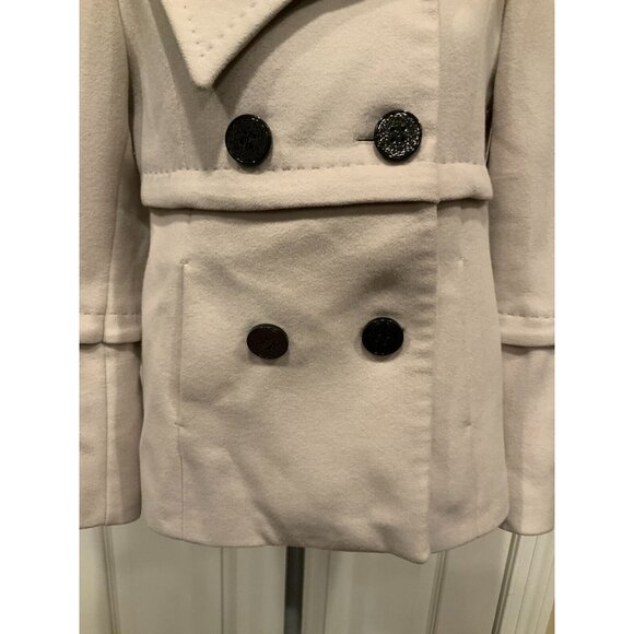 Elie Tahari Cream Double Breasted 100% Wool Pea Coat, Size 6 - Picture 3 of 11